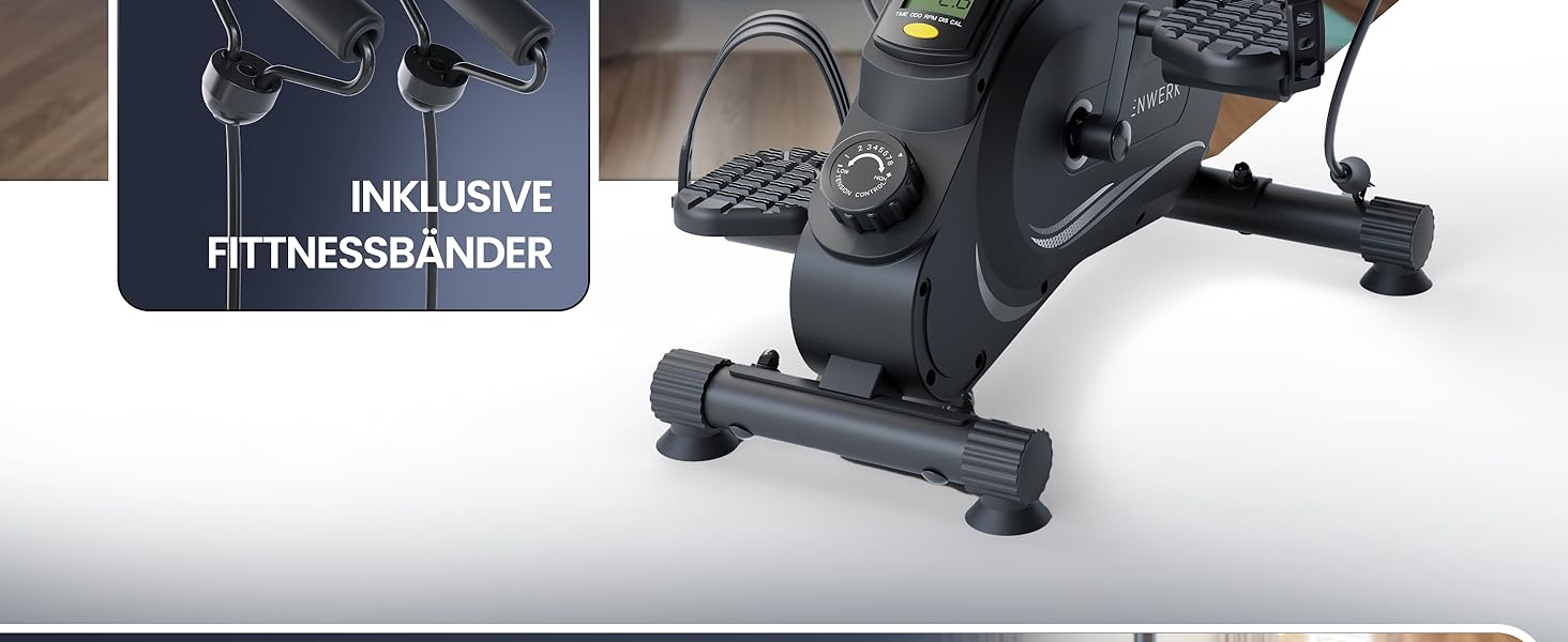 Тренажер для ніг та рук HELDENWERK Pedaltrainer PRO Set — домашній велотренажер для літніх людей та реабілітації, безшумний, сертифікований TÜV/GS