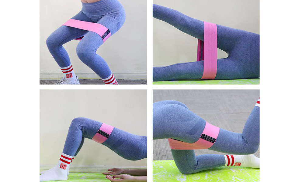 Гумові еластичні стрічки для фітнесу fdsmall 3 шт. (3 рівні опору) для сідниць та стегон, нековзні стрічки для занять йогою, пілатесом та силовим тренуванням