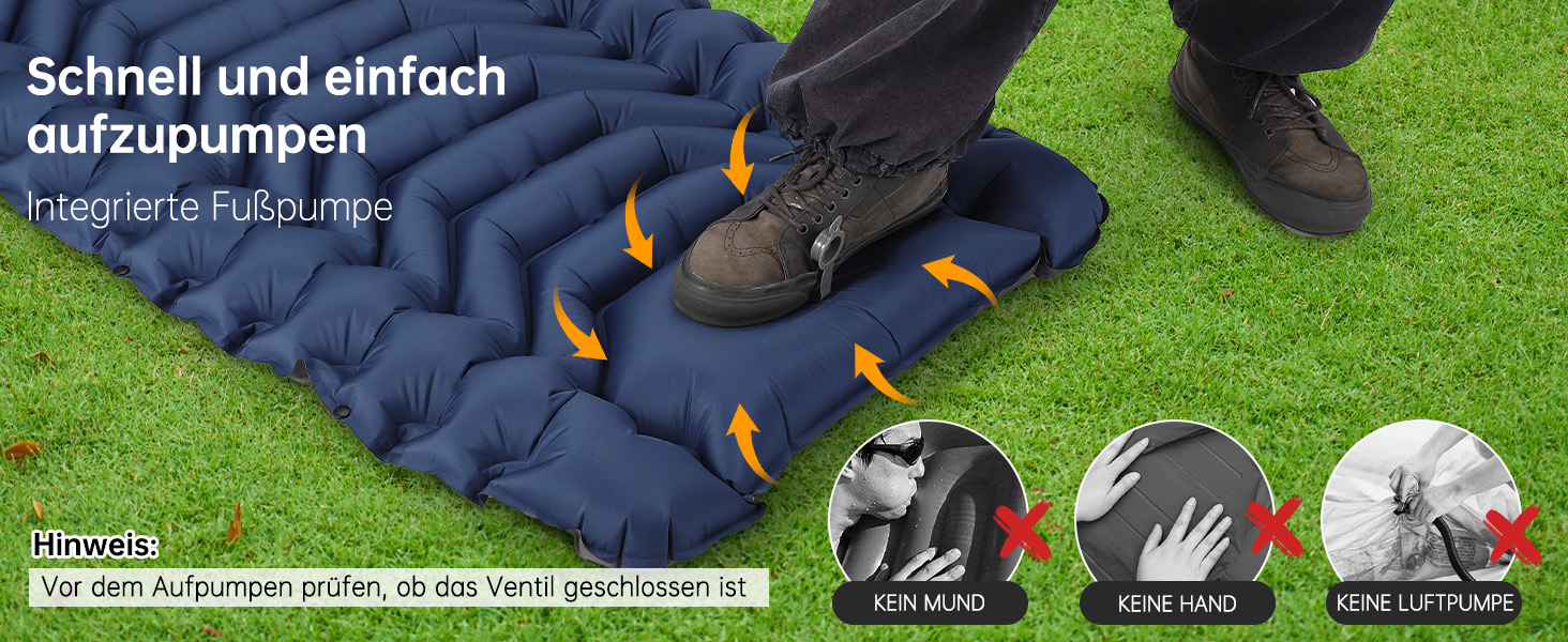 Килимок для кемпінгу Hausprofi Isomatte: ультралегкий надувний матрац з насосом та подушкою для відпочинку на природі