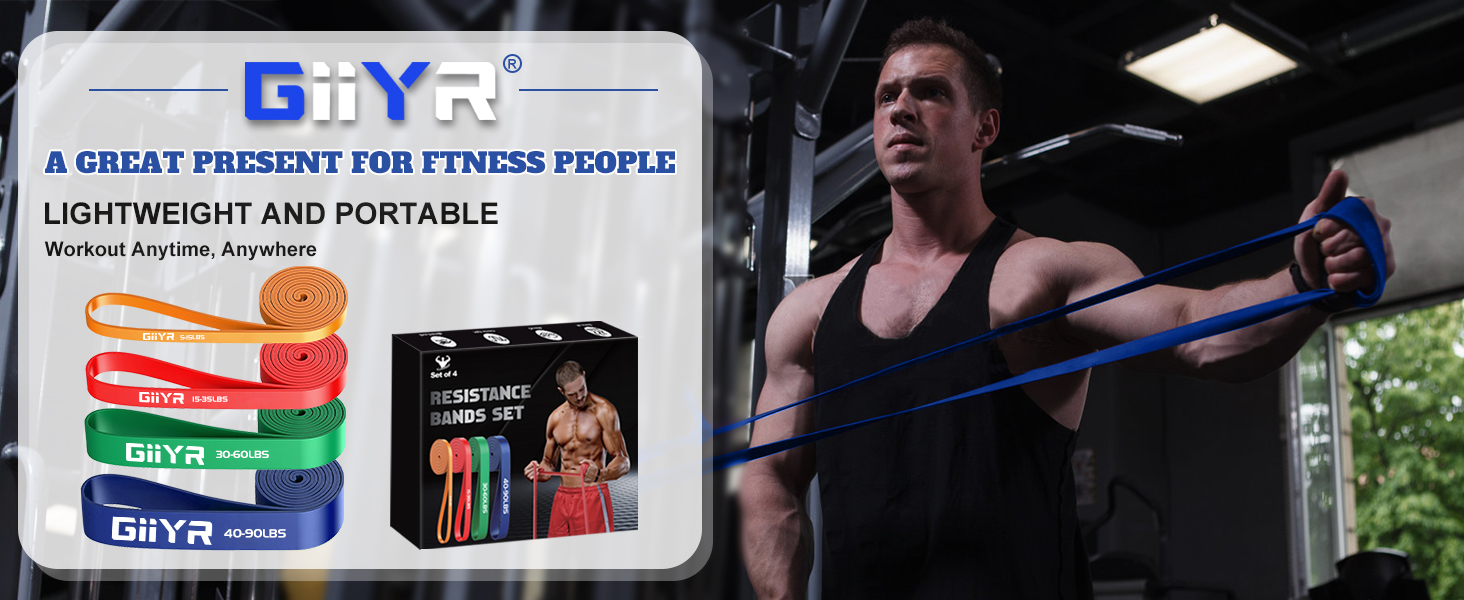 Фітнес-гуми Resistance Bands 4 рівня опору для чоловіків і жінок, набір еспандерів для тренувань, 4 шт. (Помаранчевий/Червоний/Зелений/Синій)