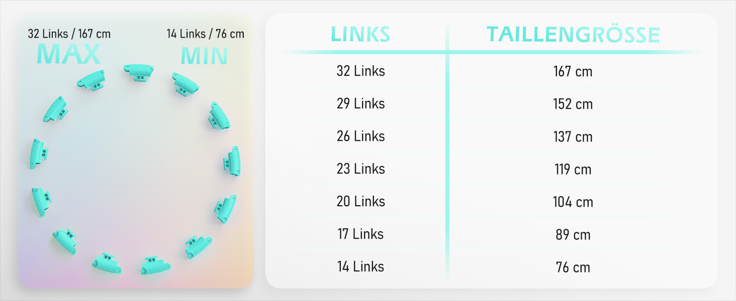 Розусний обруч для схуднення з вантажем (24 вузли, 77-132 см) Hula Hoop для дорослих та початківців, світло-блакитний
