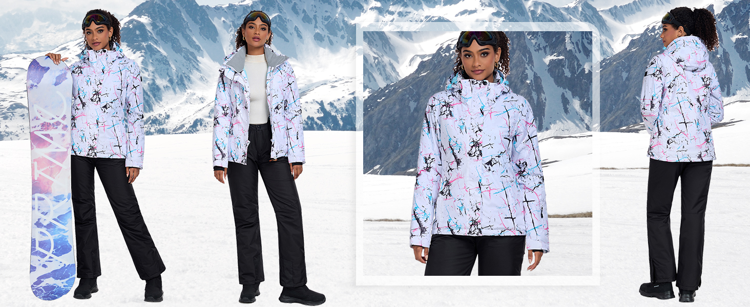 Комплект зимового одягу HOTIAN Daen: водонепроникний, вітронепроникний, для катання на лижах та сноуборді, походів та альпінізму (M, 2 кольори + рожевий)