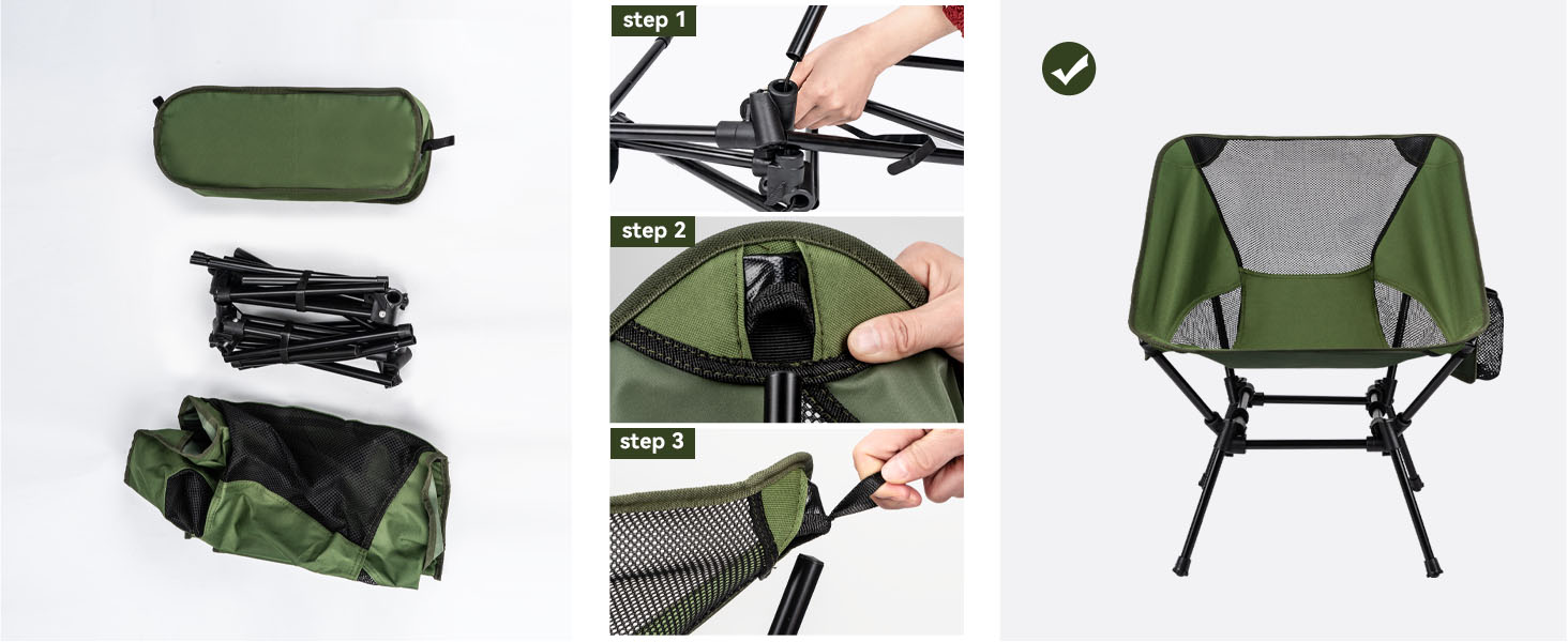 Складний туристичний стільчик Hochlehner з підголівником, 150 кг, ультралегкий, портативний, з кишенями та сумкою для кемпінгу, пляжу, відпочинку на природі та піших прогулянок (Indigoblau)