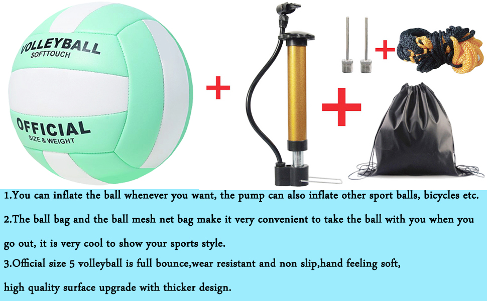 Волейбольний м'яч офіційного розміру 5, комплект з м'яким м'ячем для гри в приміщенні, на вулиці, на пляжі, тренувальний інвентар для пляжного волейболу та басейну, фітнес-зал, зелено-білий
