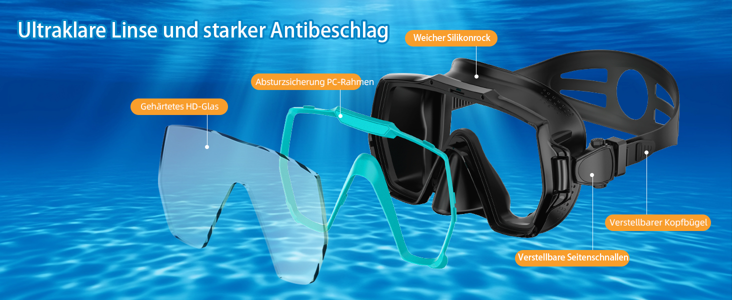 Набір для снорклінгу для дорослих: маска, трубка, регулятор, антизапітніння, антивитік, панорамний огляд, зелений