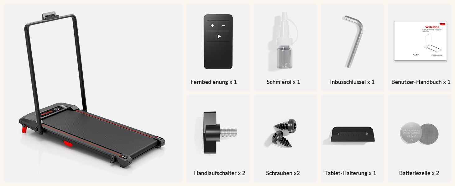 Біговий доріжки з нахилом 5%, компактний під стіл для дому та офісу, портативна бігова машина з LED дисплеєм, пульт дистанційного керування, вантажопідйомність 150 кг, 2.5HP тихий двигун (Чорний/Червоний)