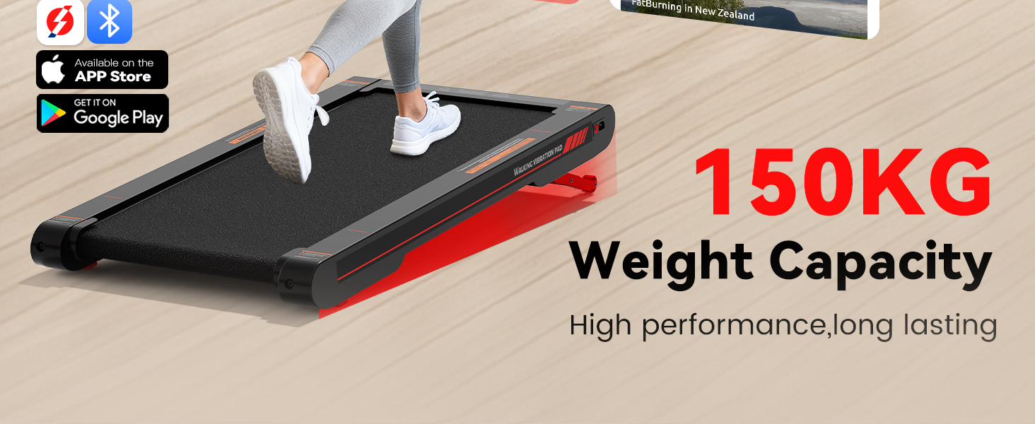 Sperax 3-в-1 Віброплатформа для бігового тренажера з пультом ДУ, 0.3-6 км/год, для дому та офісу, червона