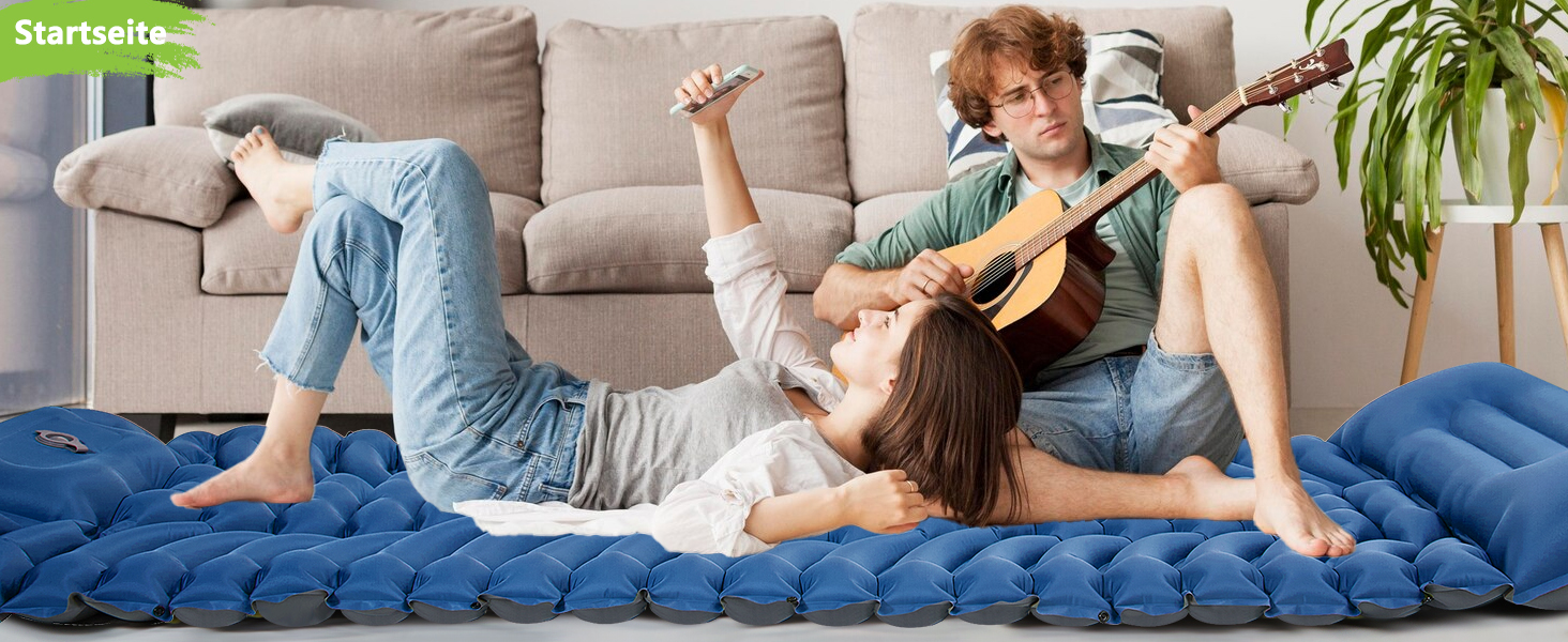 Килимок для кемпінгу MEIJO Isomatte самонадувний, ультралегкий з насосом, товстий для відпочинку на природі, намету, пляжу, блакитний & сірий