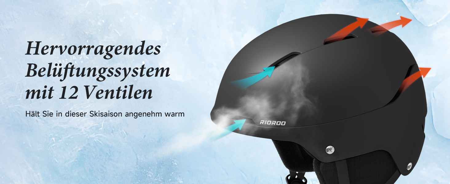 Шолом для катання на лижах та сноуборді, чорний, регульований, для чоловіків, жінок та підлітків (M)