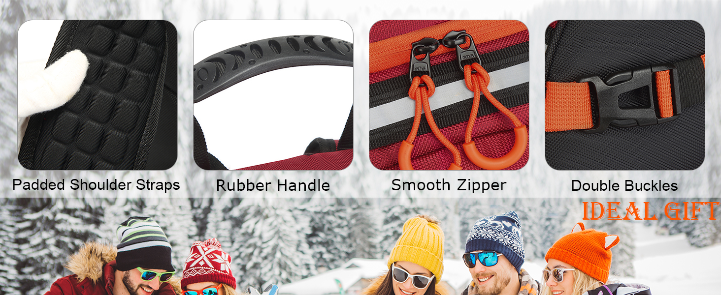 Чохол для лижних черевиків з відділенням для шолома, 65L, нейлон, рюкзак для лиж, роликів, ковзанів, чорний