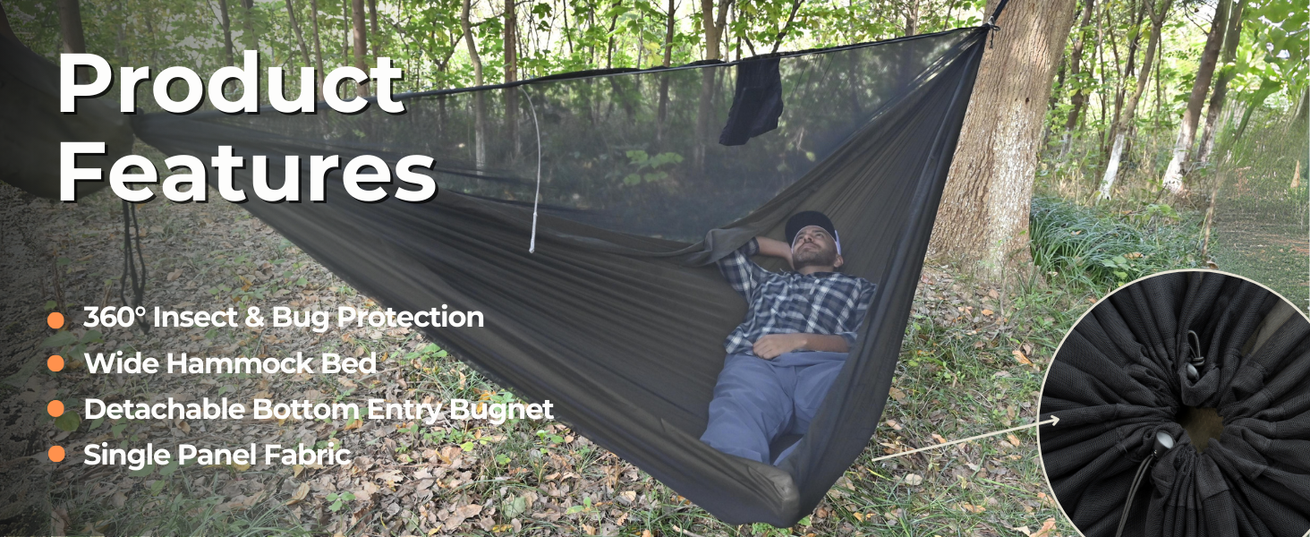 Гамак для кемпінгу OneWind з москітною сіткою, 3,35м x 1,72м, зелений