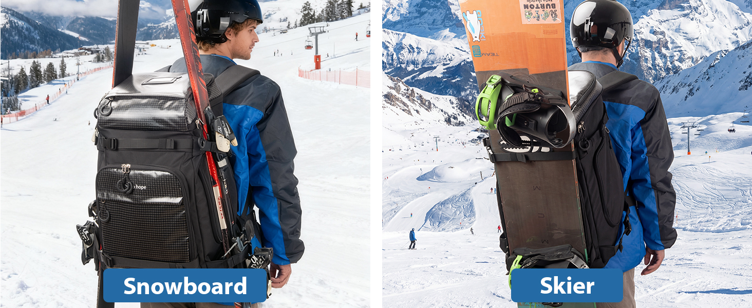 Чорний рюкзак HP 70L для гірськолижного спорядження з відділенням для шолома