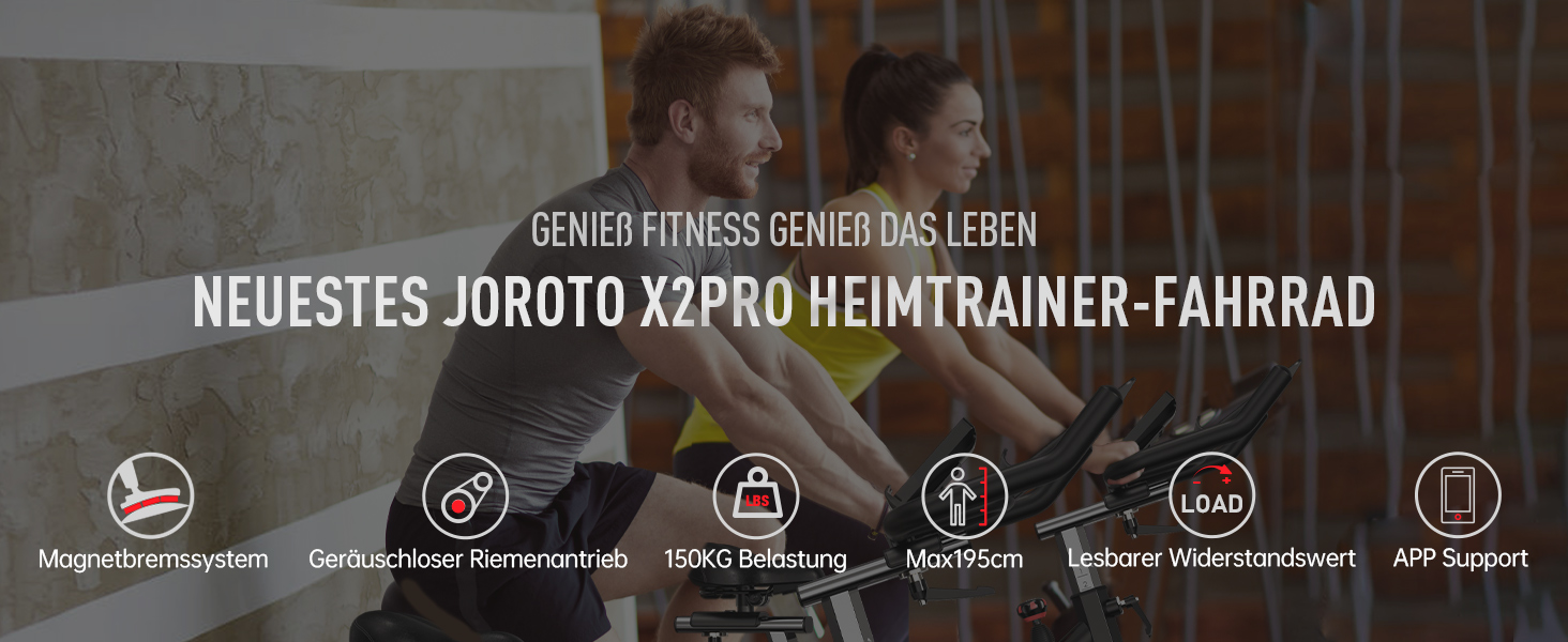 Велотренажер JOROTO X2 Ergometer і велотренажер JOROTO X2PRO Bluetooth, веловелосипед для внутрішнього руху Швидкісний велосипед з потужним магнітним гальмом і ремінним приводом - навантаження 150 кг X2PRO (підтримка Bluetooth)