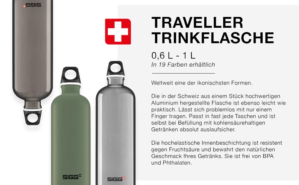 Пляшка SIGG Alu Traveller 1 л - нейтральна, герметична, без бісфенолу А