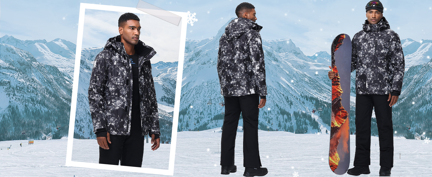 Комплект гірськолижний чоловічий HOTIAN: куртка та штани, зимовий костюм, водонепроникний, вітронепроникний, синій+чорний