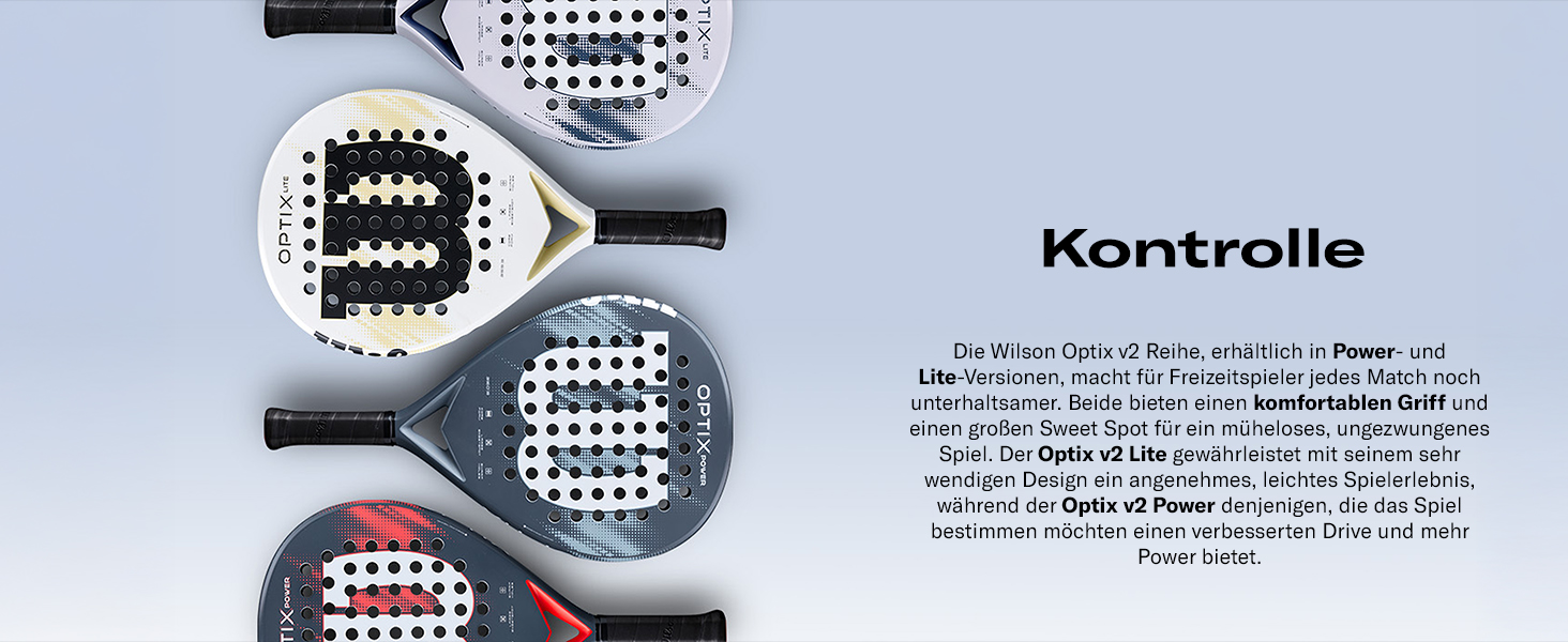 Ракетка для падел Wilson Optix V2 Lite (Біла) - Легка, для початківців, з скловолокном, 45.9x27.6x8.3 см
