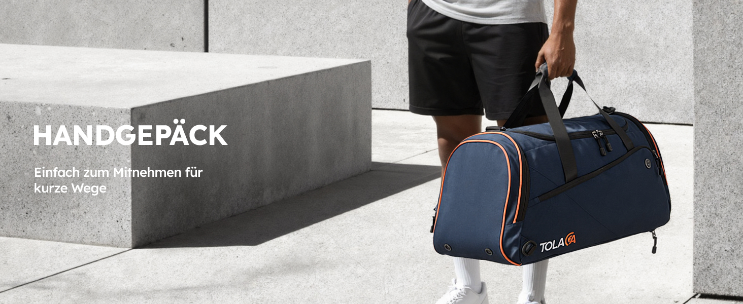 Спортивна сумка Tolaccea 47L з відділенням для взуття та мокрого одягу - рюкзак-дуffel для фітнесу, тренувань, басейну, подорожей (Темно-синій)