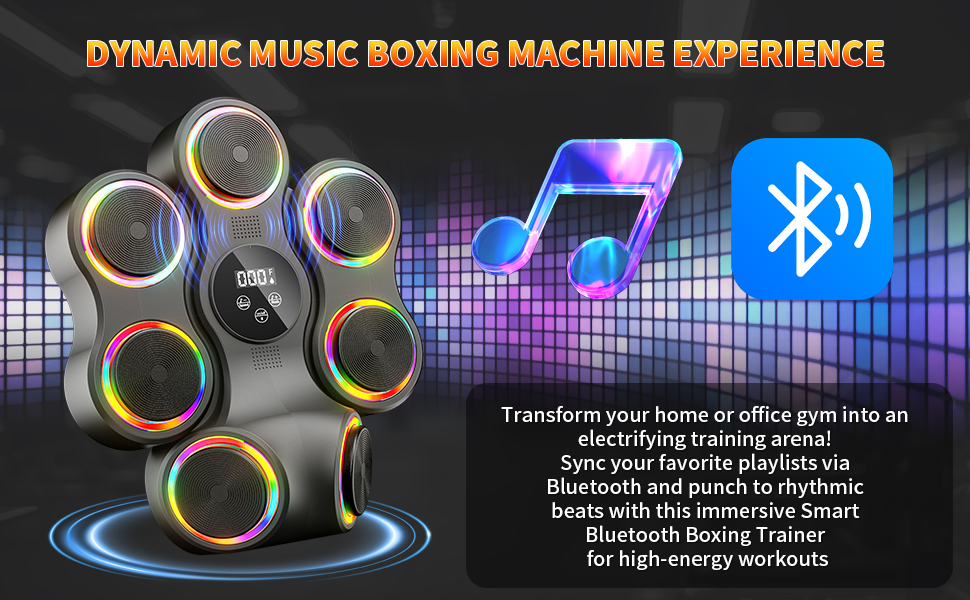 Бокс-тренажер Musik-Boxmaschine з Bluetooth: боксерські рукавички, настінне кріплення, електронна мішень для дому, офісу, спортзалу