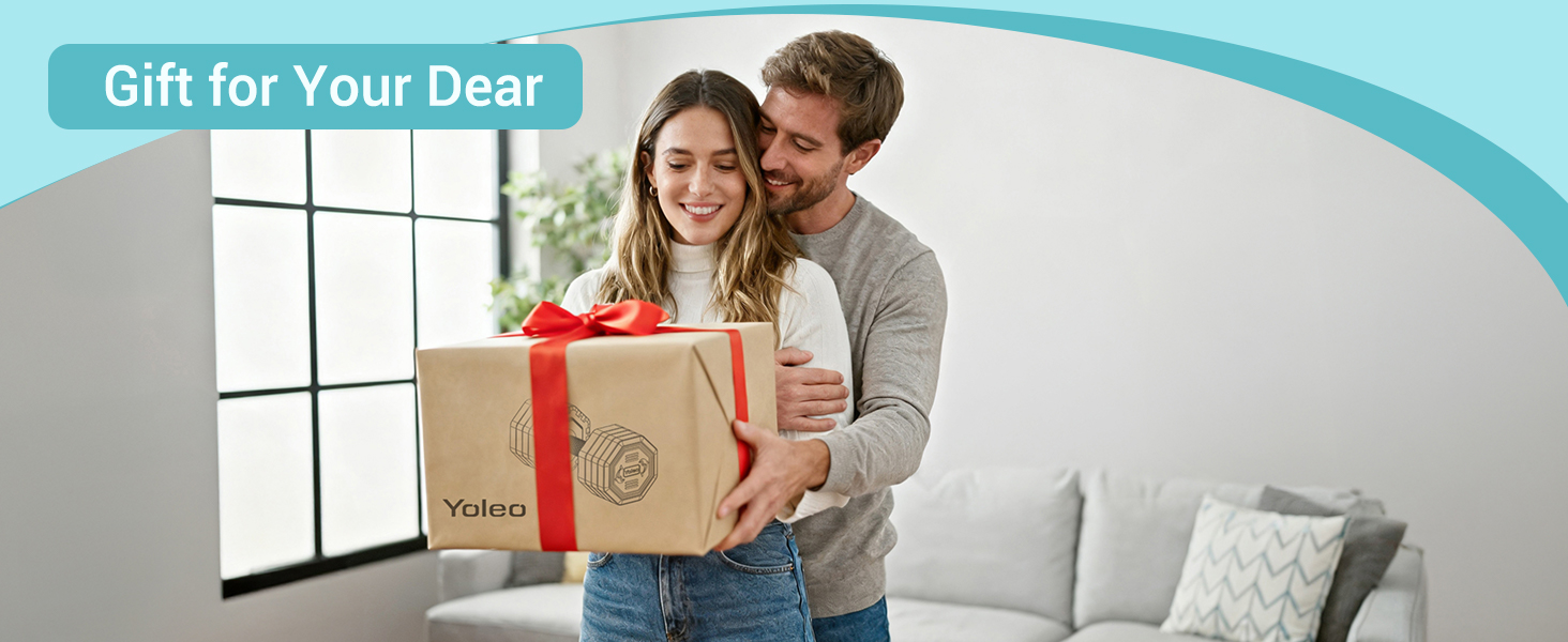 Набір гантелей Yoleo регульовані 2/4 шт. для дому, 2 кг, 3 кг, 4 кг, 5 кг, з м'яким TPU-покриттям, для тренувань всього тіла (блакитні)