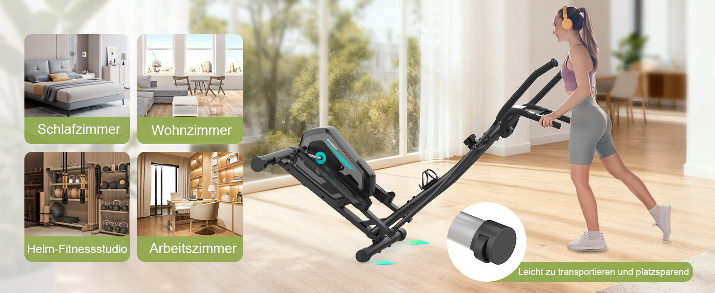 Еліптичний тренажер Neezee Ultraleiser для дому з 16 рівнями опору, 6 кг маховиком, Bluetooth-сумісністю, LCD-монітором, датчиком пульсу та тримачем для пляшки (чорний)