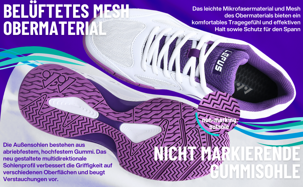 Жіночі тенісні кросівки P601, антиковзаючі, з амортизацією, стабілізуючі, дихаючі, для корта, розмір 38 EU, білі, фіолетові