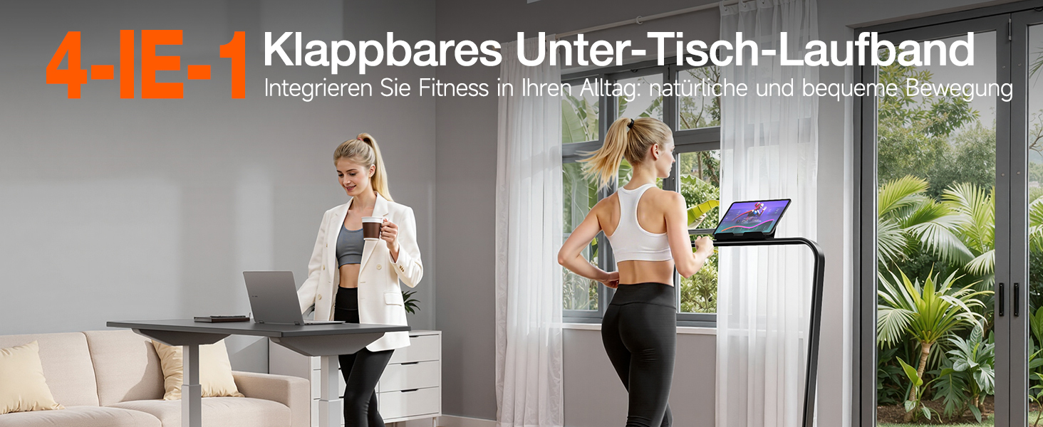 Складане бігове доріжки 4-в-1 з ручним нахилом 9%, тихий електричний біговий тренажер до 10 км/год, безщітковий двигун 3.0 PS, амортизація, LED-дисплей, компактний, для дому та офісу