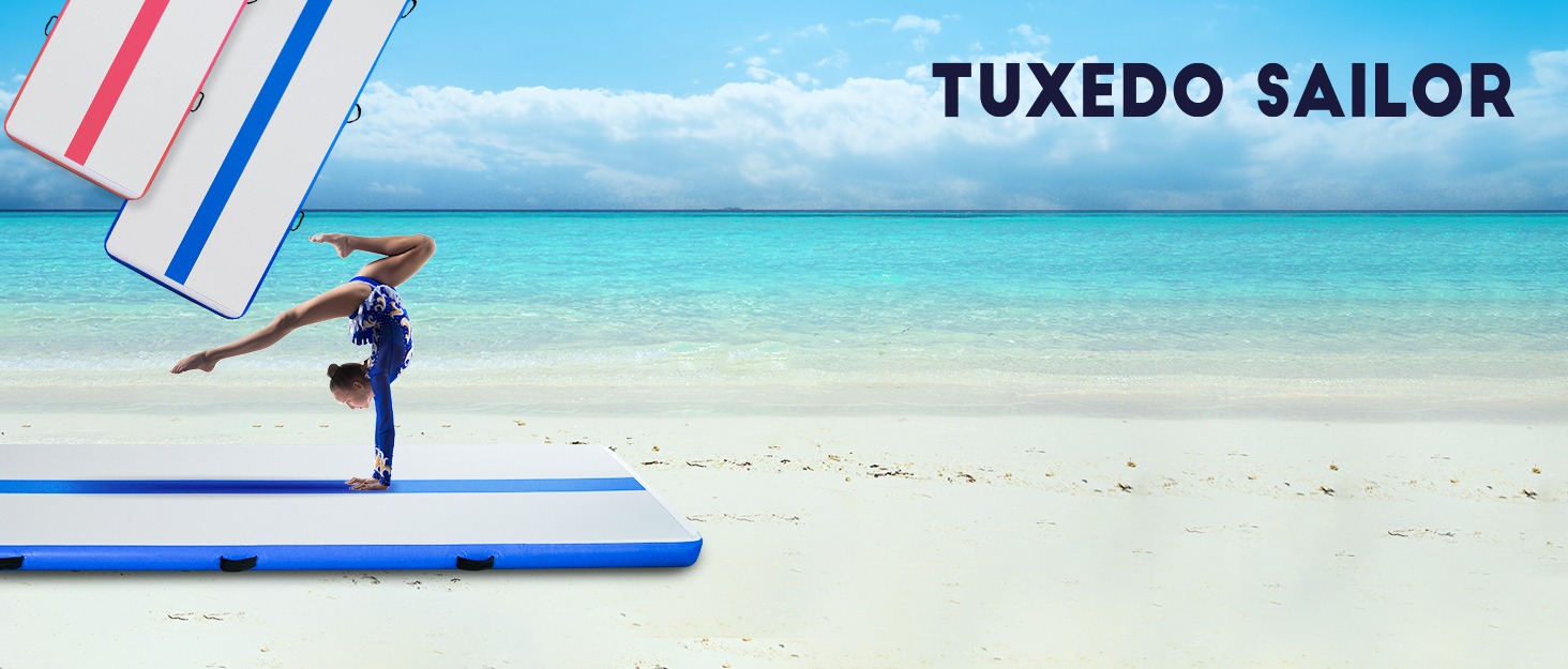 Надувний гімнастичний мат Tuxedo Sailor Airtrack: 2M/3M/4M, 10см, надувна, з електронасосом, для дому/залу/черепісток/йоги, блакитна 300 x 100 x 10 см