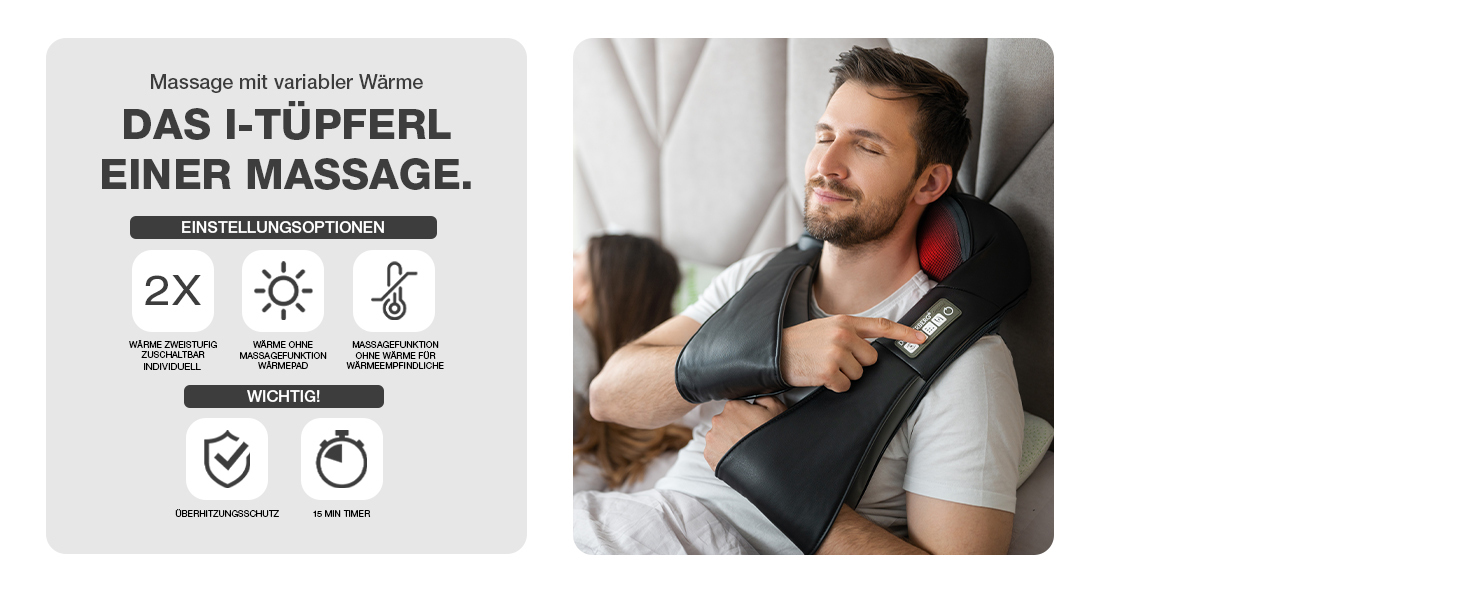 Масажер для шиї Donnerberg Shiatsu з підігрівом, вібрацією, TÜV сертифікований, гарантія 7 років, чорний