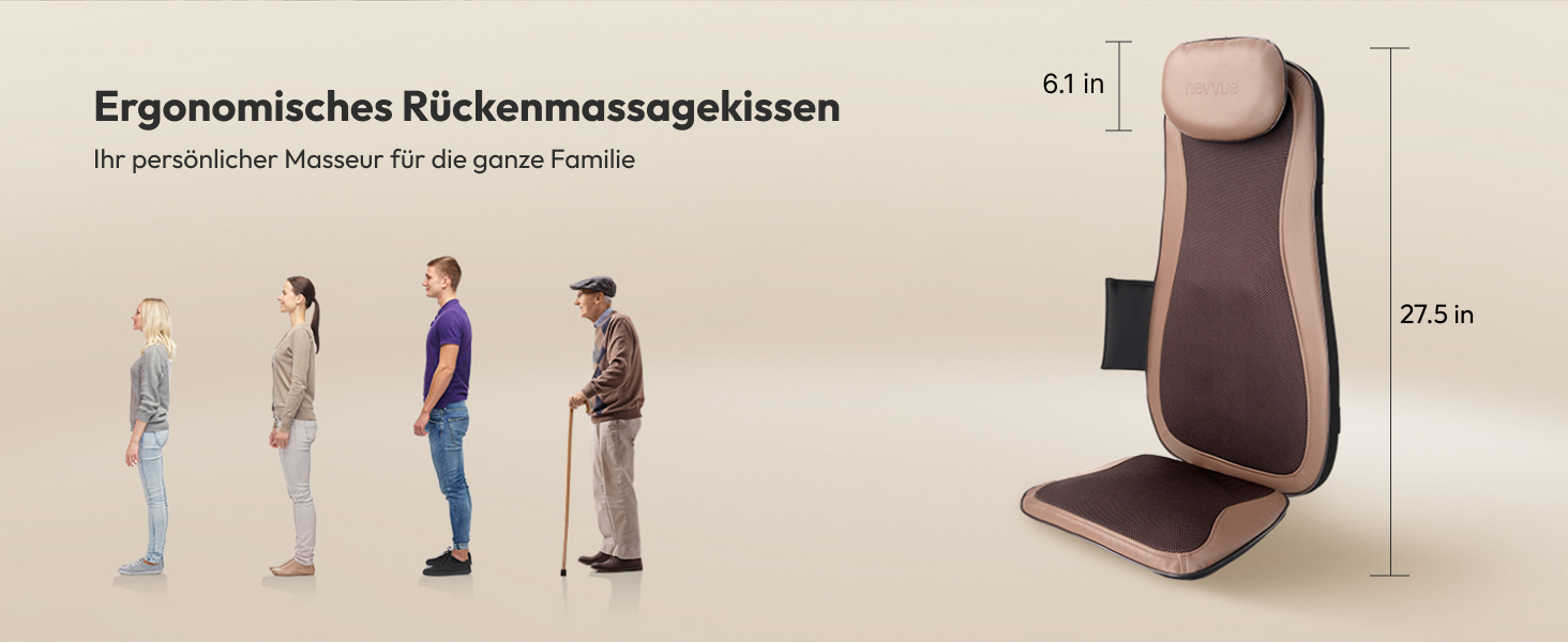 Масажний накид на сидіння з підігрівом та 3D масажем, Shiatsu масажер для спини, Romm V-WMB01