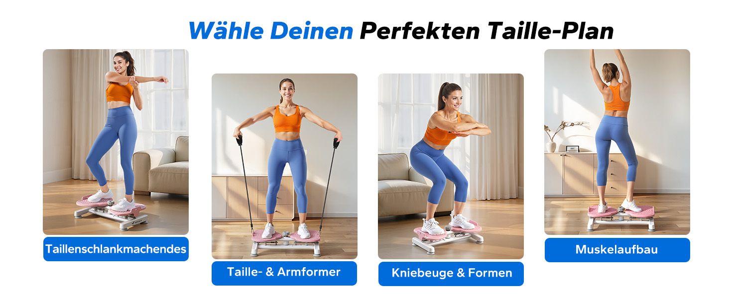 MERACH Диск для скручування тазу, тренажер для пресу з 2 еластичними стрічками, для підтяжки талії та кор-тренінгу, до 136 кг, безшумний фітнес-інвентар для дому (Рожевий)