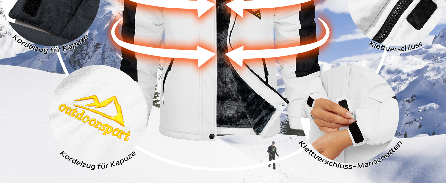 Зимова куртка KEFITEVD для жінок, тепла з підкладкою фліс, перехідна куртка, товста сноубордична куртка з капюшоном та кишенями на блискавці, вітронепроникна, світло-блакитна