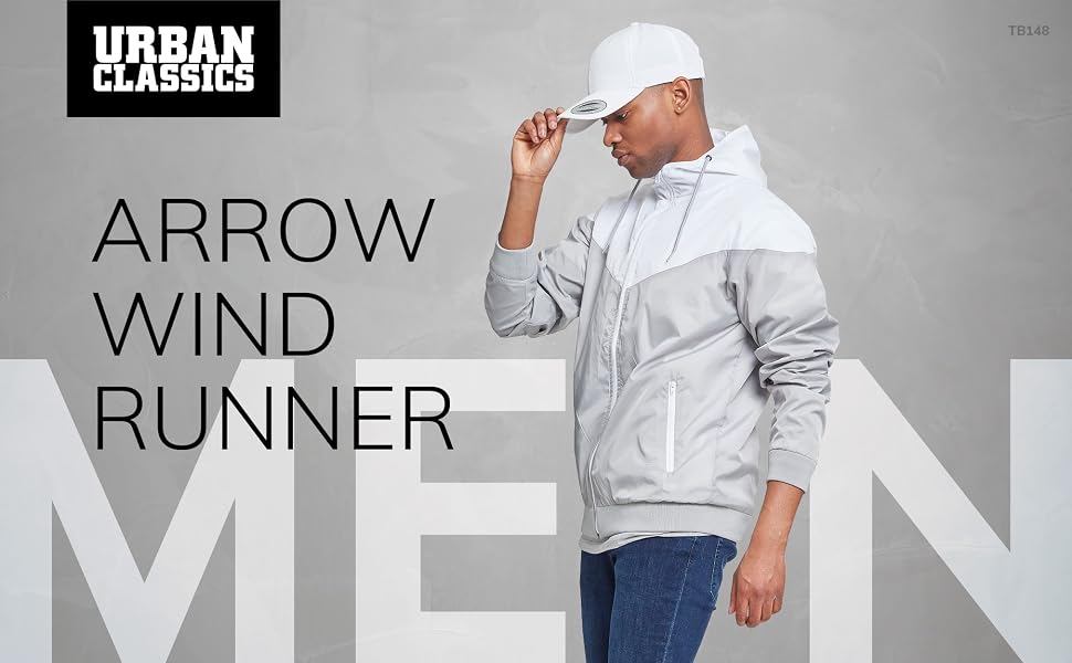 Чоловіча вітрівка Urban Classics Arrow Windrunner з капюшоном, демісезонна куртка з кольоровими блоками, 3XL, чорно-біла
