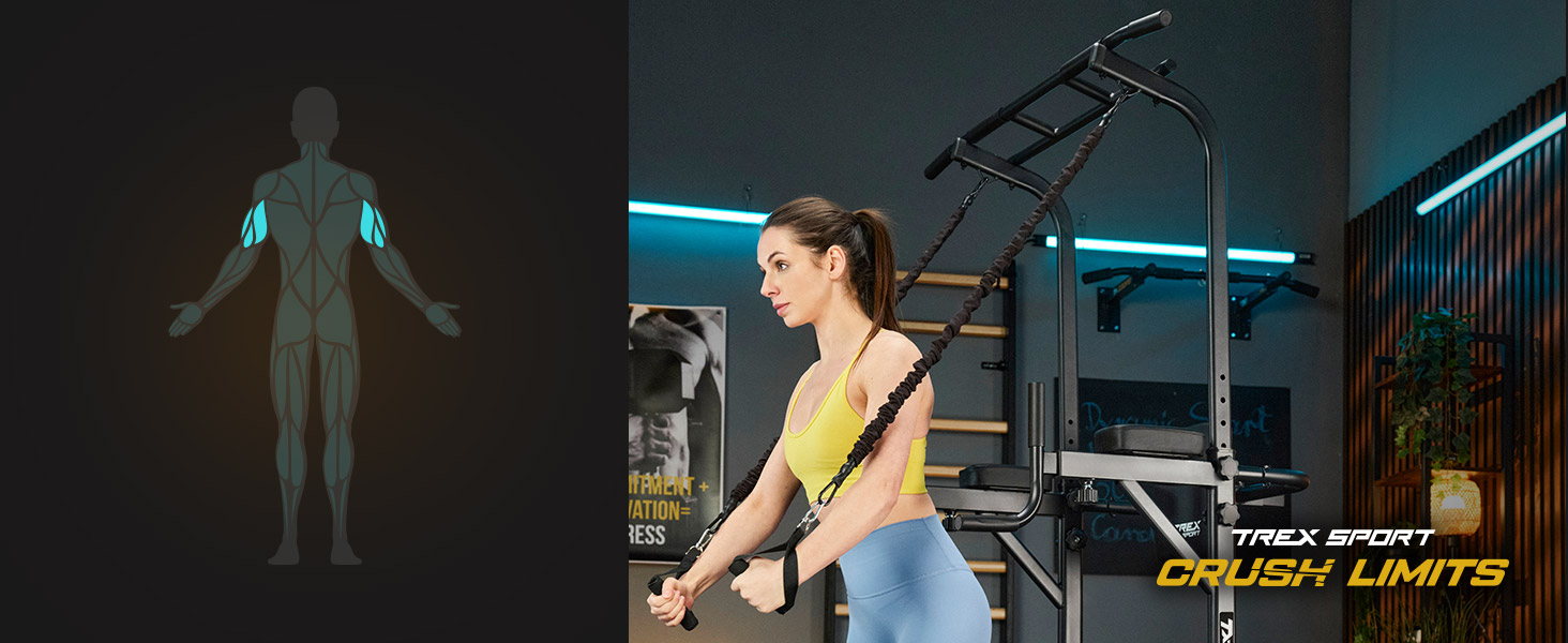 TREX SPORT Power Tower TX-150PR: турнік, бруси та силовий комплекс | Фітнес-станція до 150 кг