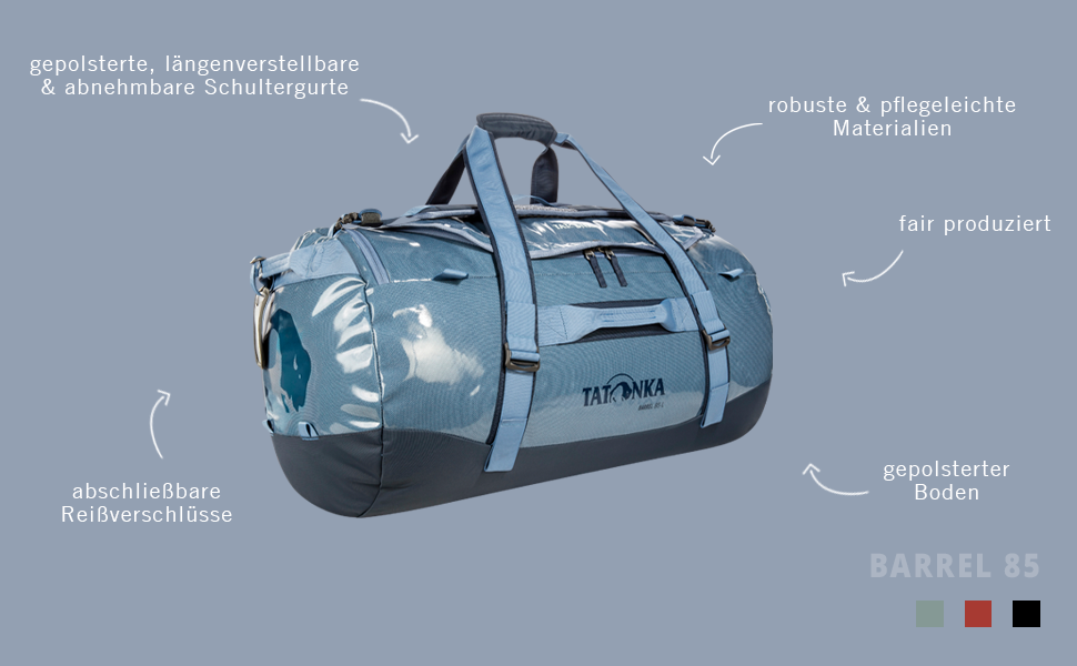 Сумка-рюкзак Tatonka Barrel Elemental Blue 85 л - водонепроникна, з великим відкриванням та замком
