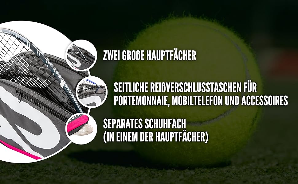 Сумка для тенісу Raquex Schlägertasche чорно-малинова для 6 ракеток + взуття