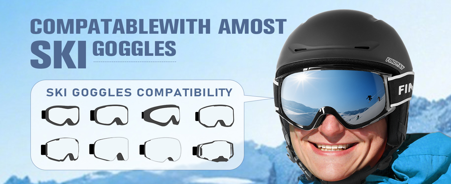 Шолом гірськолижний Findway для чоловіків та жінок, унісекс, з вентиляцією, для катання на лижах/сноуборді, розмір L (59-63 см), колір чорний