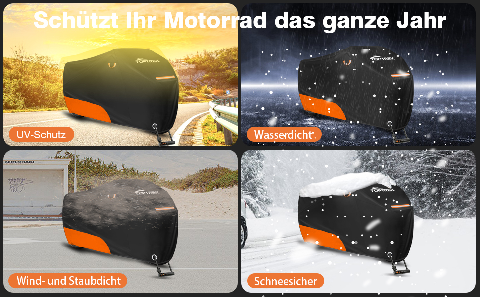 Водонепроникний чохол для мотоцикла toptrek Outdoor 210D, зимовий захисний тент з відбивачами та сумкою для зберігання (245x105x125см)