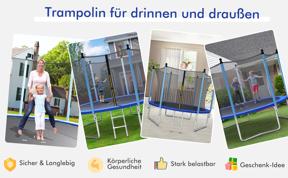 Батут COSTWAY для саду: Ø 244/305/366/427 см, з драбиною та захисним сітком, комплект для дітей