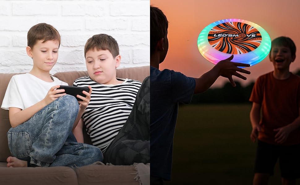 Світлодіодний фрісбі LED'S MOVE з RGB підсвіткою 25 см, USB-C, водонепроникний, для активного відпочинку