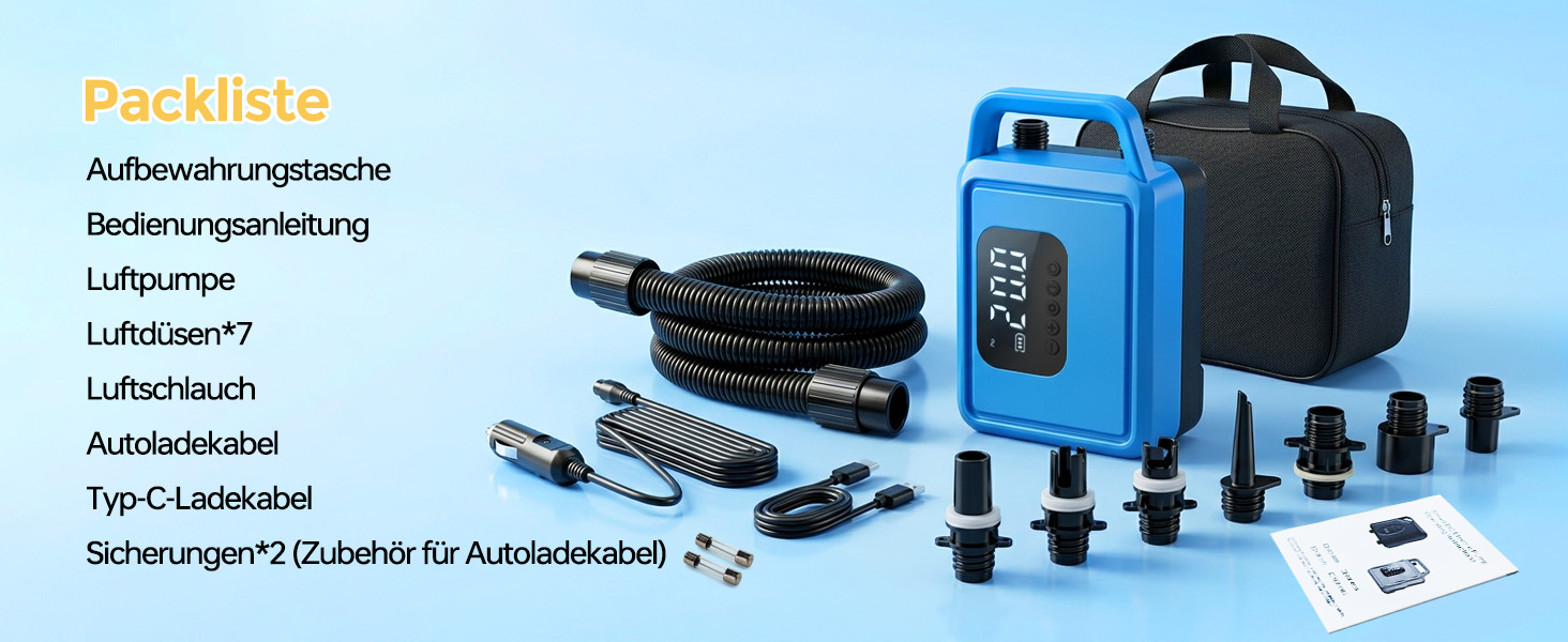 Електричний насос для SUP дошок, каяків та матраців 20 PSI з акумулятором 15600mAh