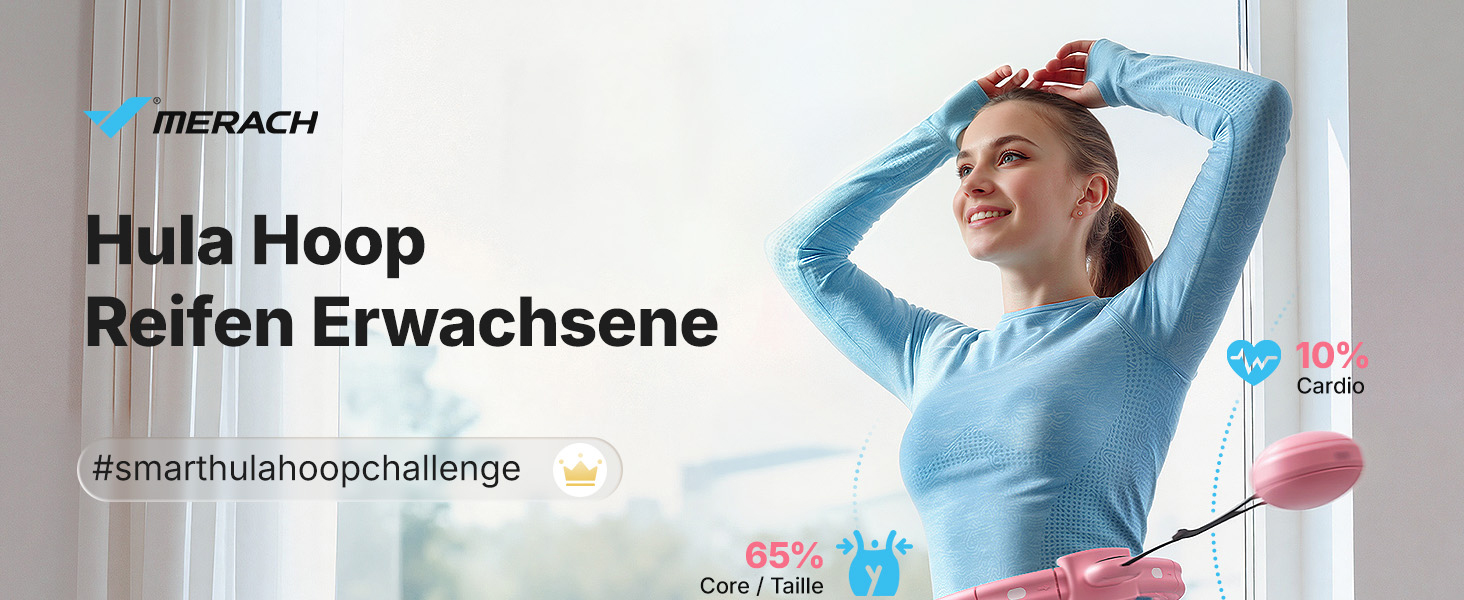 Хула-хуп MERACH з лічильником калорій та вагами, тихий, знімний, для талії 84-144 см, для спалювання жиру та кардіотренувань, домашній фітнес-інвентар