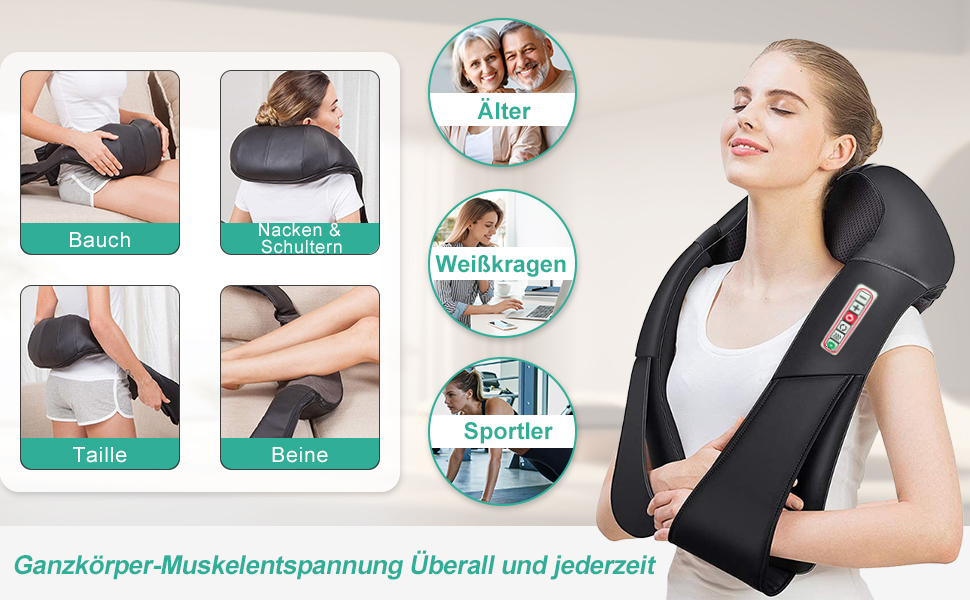 Електричний масажер для шиї та спини з підігрівом, Shiatsu 3D масаж, для тіла, ніг, подарунок