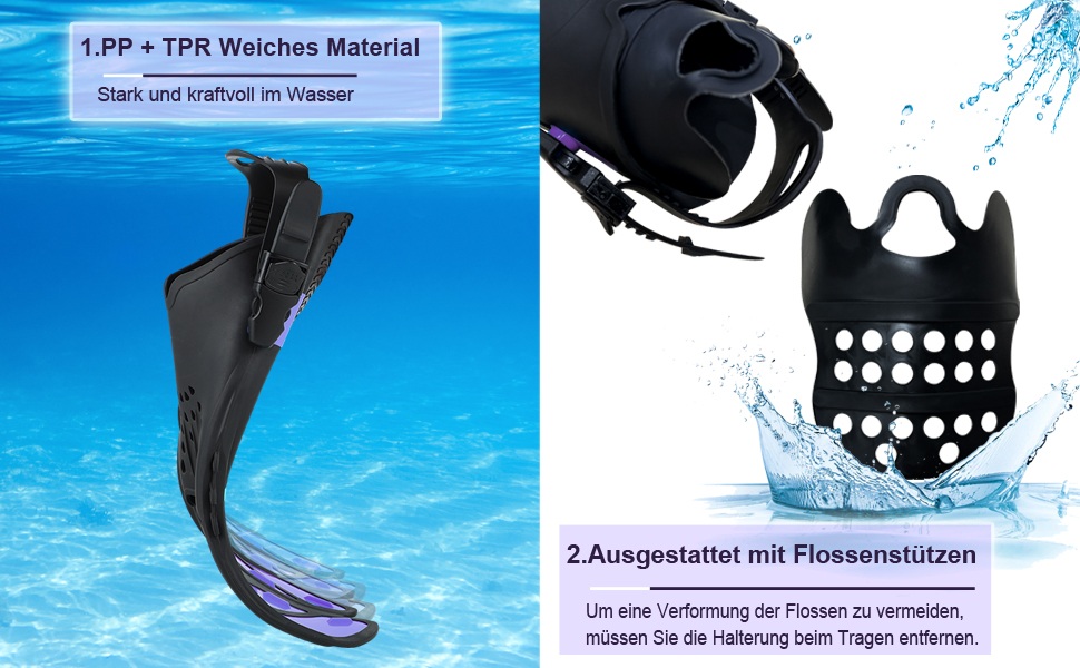 Ласти для плавання Schnorchelflossen S/M (37-41) фіолетові: гнучкі, регульовані, PP+TPR, унісекс
