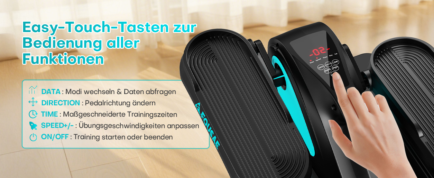 Еліптичний тренажер під стіл для дому, 2 в 1 електричний крос-тренажер з 15 швидкостями та 3 автоматичними режимами, педальний тренажер для літніх людей з пультом дистанційного керування, тихий та портативний тренажер для ніг, синій, 15 швидкостей + 3 автоматичні рівні