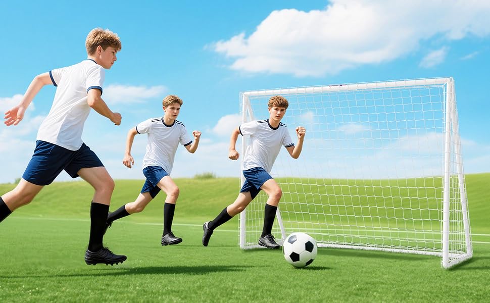 Футбол ворота SPORTNOW для молоді та дорослих, стійкі до погодних умов, з сіткою та кілочками для кріплення, для саду, парку, пляжу 240x90x180 см