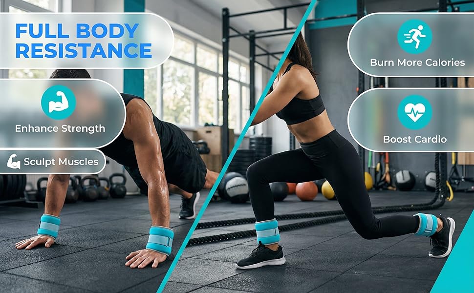 Важкі манжети на зап'ястя та кісточки, 0,25/0,5 кг, набір, синій. Важкі манжети для рук та ніг, для фітнесу, бігу, йоги, танців