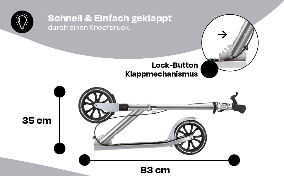 Роликовий самокат GLOBBER NL 205 – для дітей від 8 років, підлітків та дорослих, регульована висота, колеса 205 мм, ABEC 7, вінтажний сріблястий