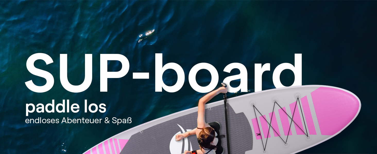 SUP дошка SereneLife з повним комплектом аксесуарів, рожева – для плавання стоячи, надувна, з веслом