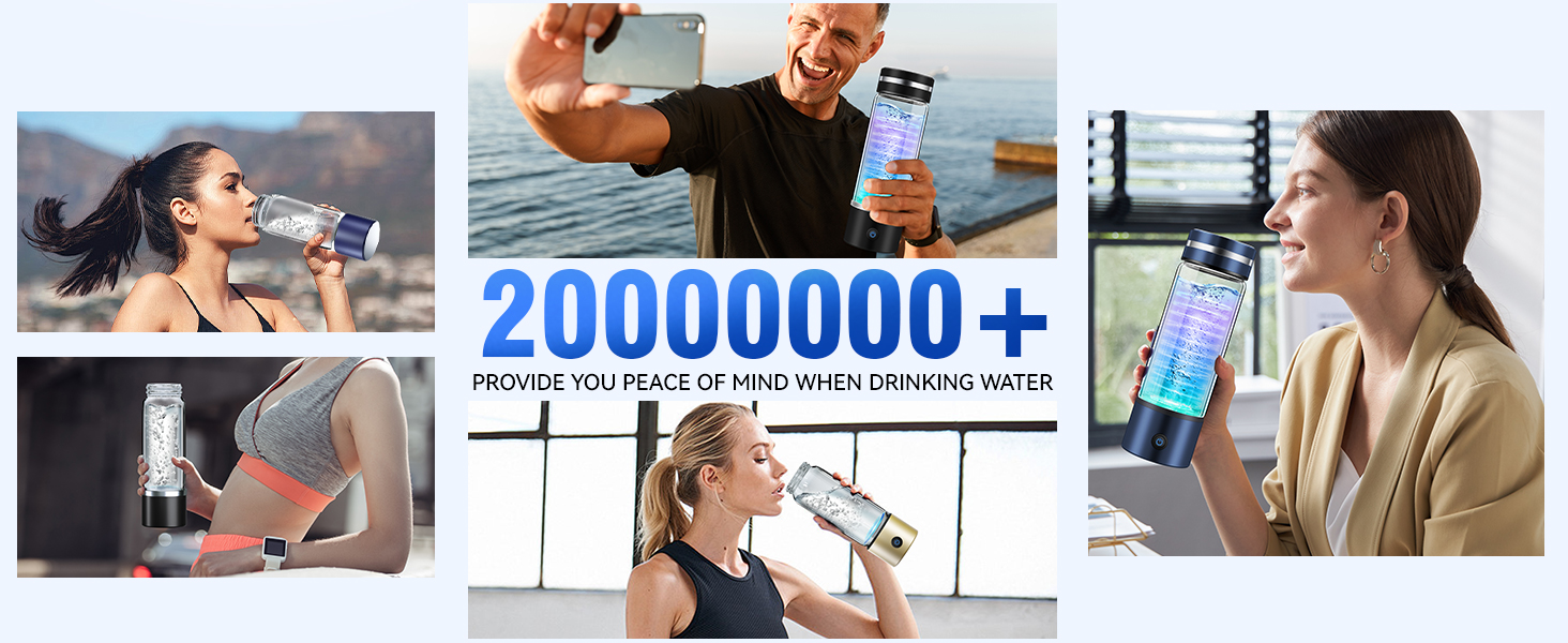 Воднева пляшка для води 420 мл, золота, SPE PEM технологія, SGS сертифікат, 4000PPB, подвійна концентрація, очищення за 3 хвилини