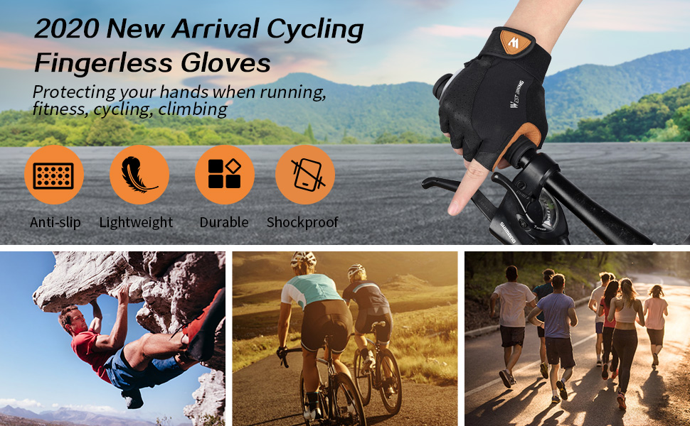 Велосипедні рукавички West Biking для чоловіків та жінок - дихаючі, безпальцеві, з неслизьким покриттям, для MTB, шосе та альпінізму, розмір XL